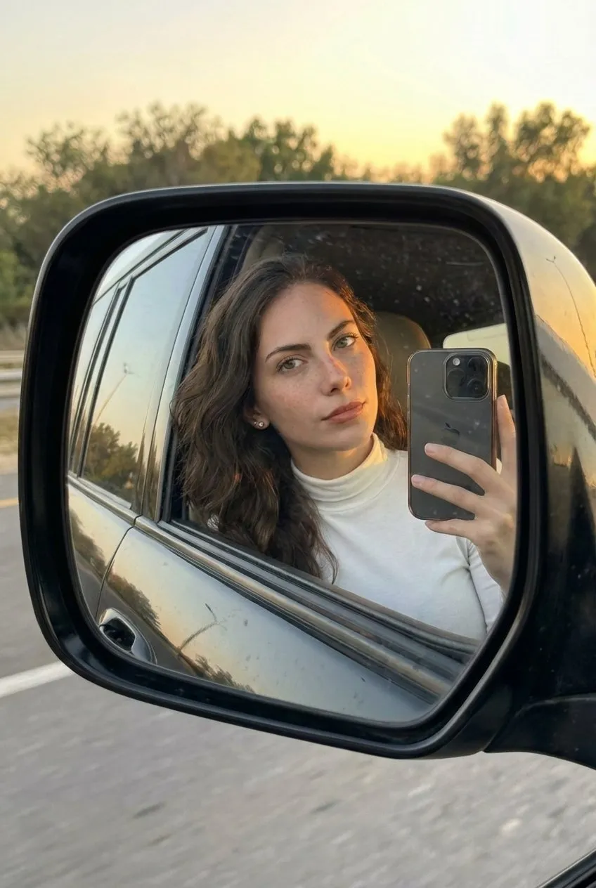 Golden Hour Land Cruiser Mirror Selfie