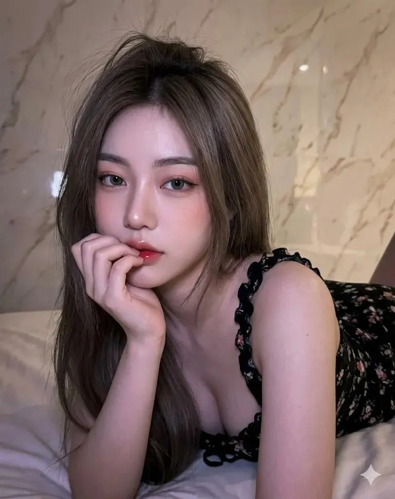 Retro Purple Bed Selfie example output