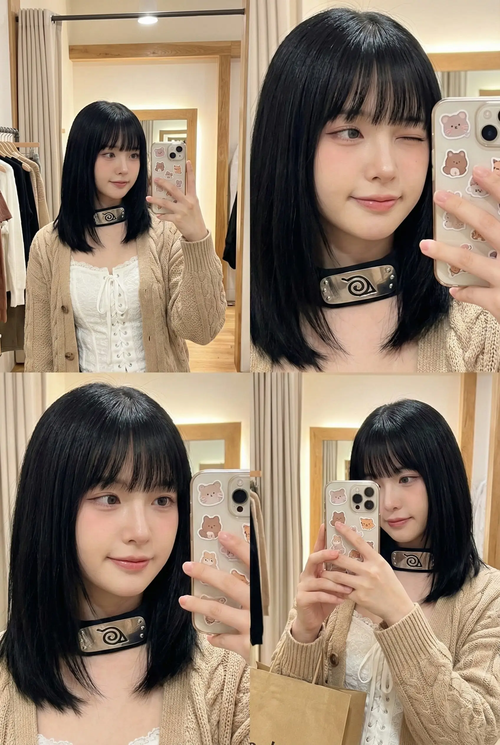 Realistic Social-Media 2x2 Mirror-Selfie Collage example output