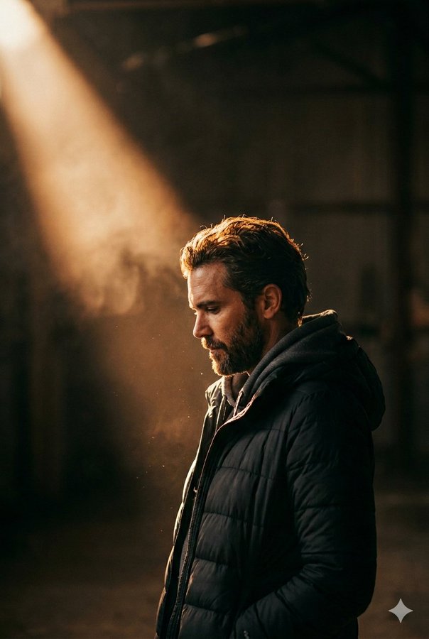 Cinematic Side Profile God Rays Portrait — Chiaroscuro Face-Preserve Photo