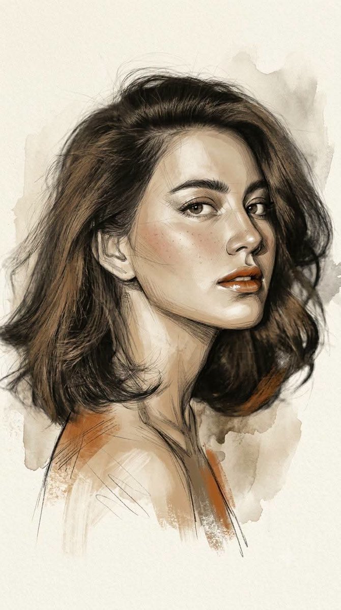 Handcrafted Editorial Portrait — Graphite Charcoal Painterly Fine Art