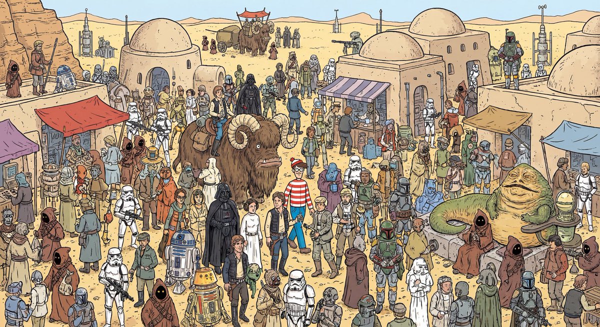 Where's Waldo Star Wars on Tatooine — All Characters Hidden Scene