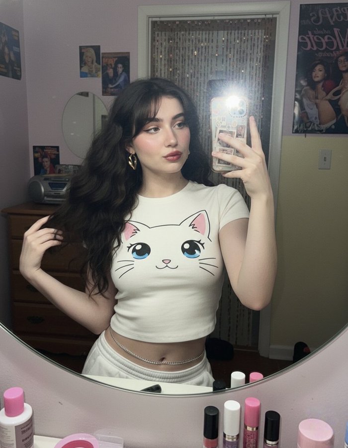 Y2K 2000s Mirror Selfie — Retro Flash Bedroom Aesthetic